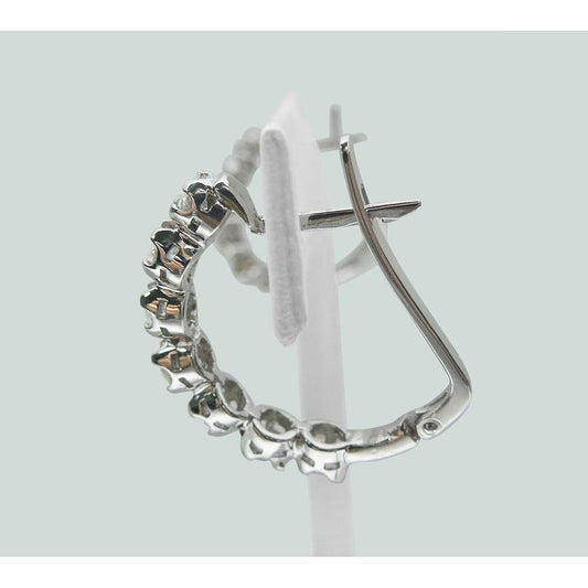 2.5 Carats Round Genuine Diamond Lady Hoop Earring Solid White Gold 14K