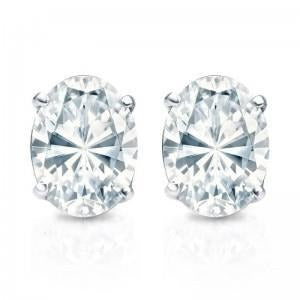 2.5 Carats Women Oval Cut Genuine Diamond Stud Earrings White Gold 14K - Stud Earrings-harrychadent.ca