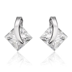 2.5 Ct Princess Cut Genuine Diamond Stud Earring 14K White Gold