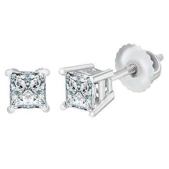 2.5 Ct Princess Cut Real Diamond Studs Earring