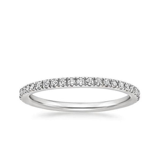 2.5 Ct Prong Set Round Cut Natural Earth Mined Diamonds Wedding Band 14K White Gold
