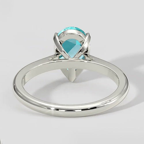 2.5ct Pear Paraiba Ring in 14k White Gold