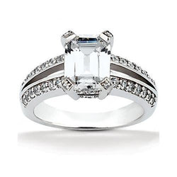 2.60 Carat Big Real Diamond Solitaire With Accents Engagement Ring