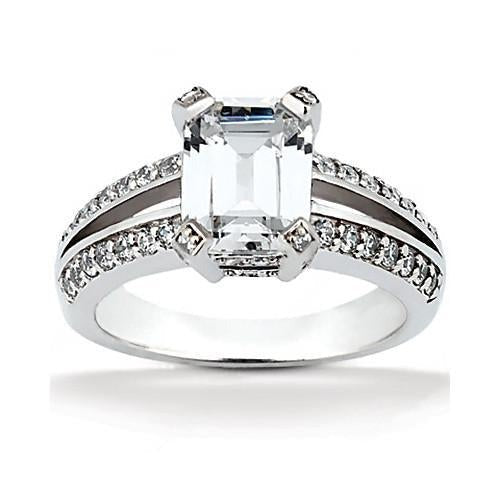 2.60 Carat Big Real Diamond Solitaire With Accents Engagement Ring - Solitaire Ring with Accents-harrychadent.ca