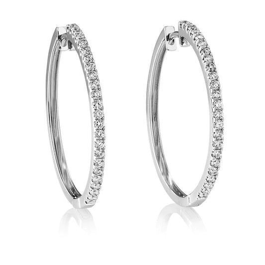 2.60 Carats Brilliant Cut Real Diamonds Women Hoop Earrings Gold White