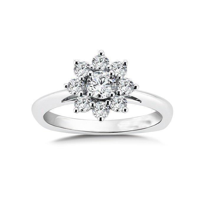 2.60 Carats Flower Style Real Diamond Anniversary Halo Ring 14K White Gold