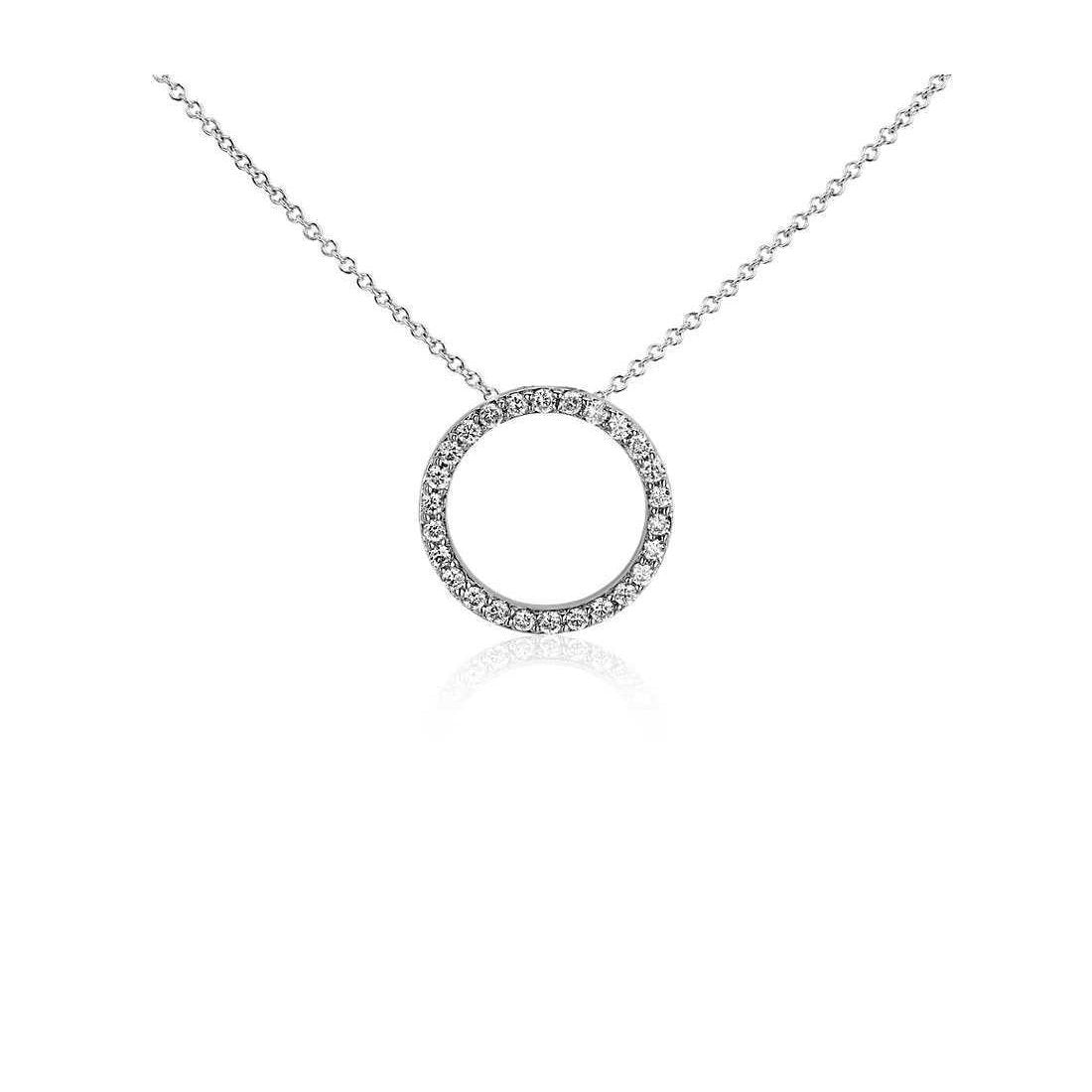 2.60 Carats Genuine Diamonds Circle Pendant Necklace Gold White 14K