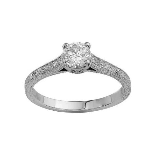 2.60 Carats Natural Diamond Antique Look Engagement Ring White Gold 14K