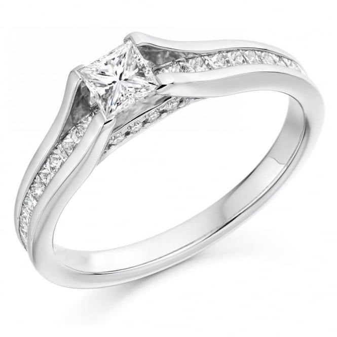 2.60 Carats Real Princess Diamond Wedding Ring With Accents White Gold - Solitaire Ring with Accents-harrychadent.ca