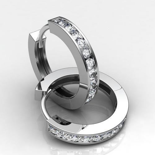 2.60 Ct Bezel Set Real Round Cut Diamond Hoop Earring 14K White Gold