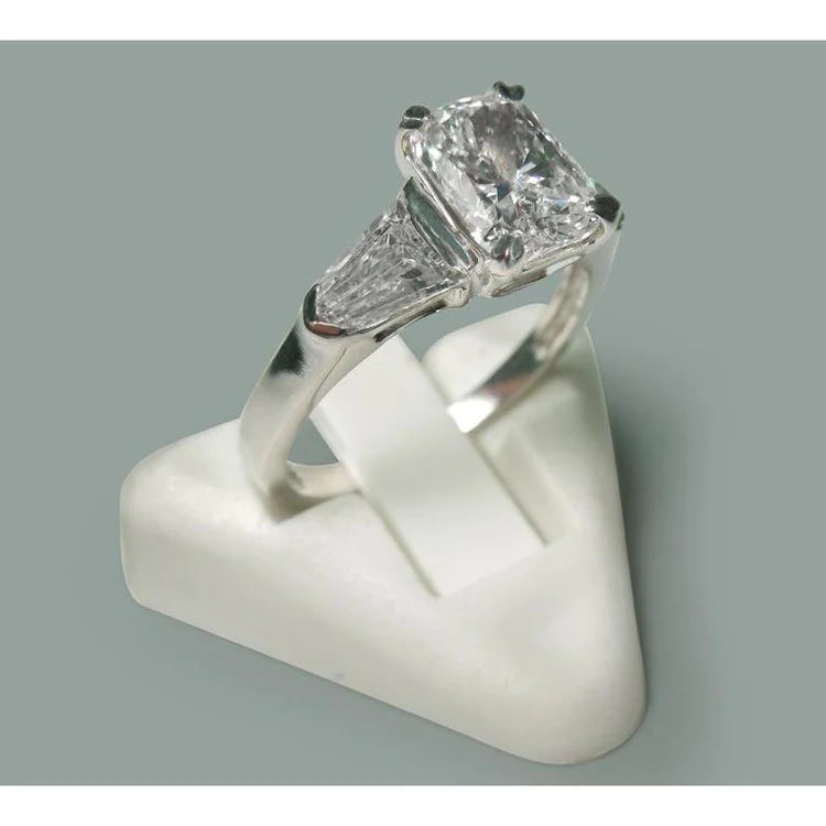 2.60 Ct Radiant Genuine Diamond Three Stone Style Ring Jewelry