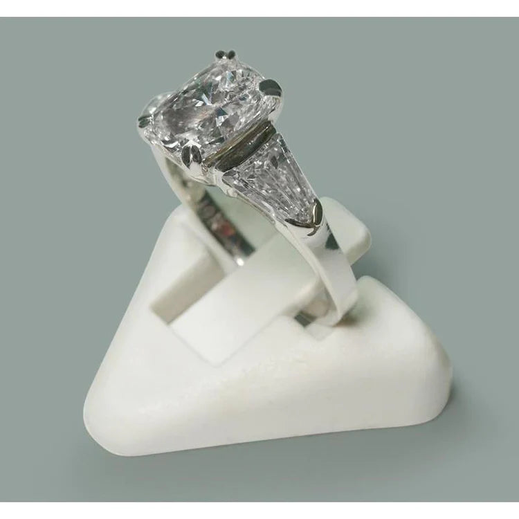 2.60 Ct Radiant Genuine Diamond Three Stone Ring Jewelry New