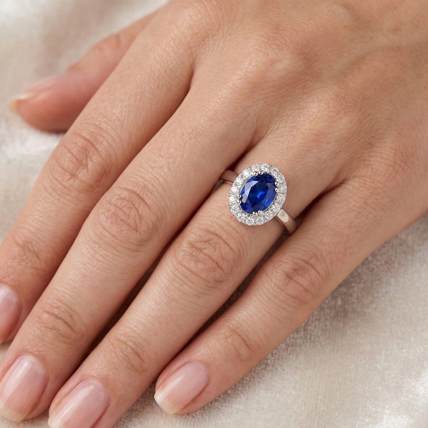 2.65 Carats Ceylon Sapphire With Natural Earth Mined Diamond ( Not Lab Grown )s Ring White Gold 14K