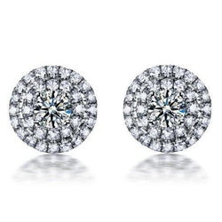 2.65 Carats Round Brilliant Cut Real Diamond Halo Women Stud Earrings