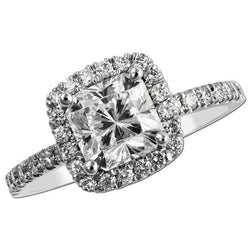 2.65 Carats Sparkling Genuine Diamonds Halo Anniversary Ring White Gold 14K