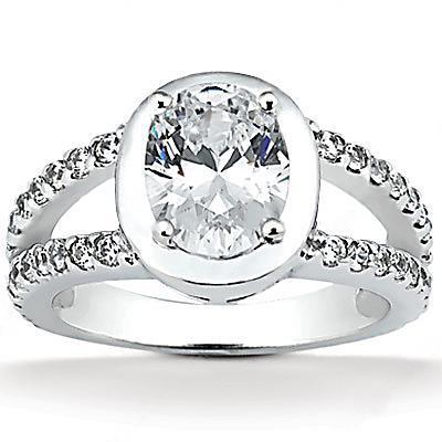 2.67 Ct. Oval Cut Real Diamond Ring With Accents White Gold