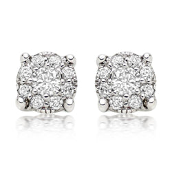 2.6 Ct Round Cut Genuine Diamond Halo Women Studs Earring 14K White Gold