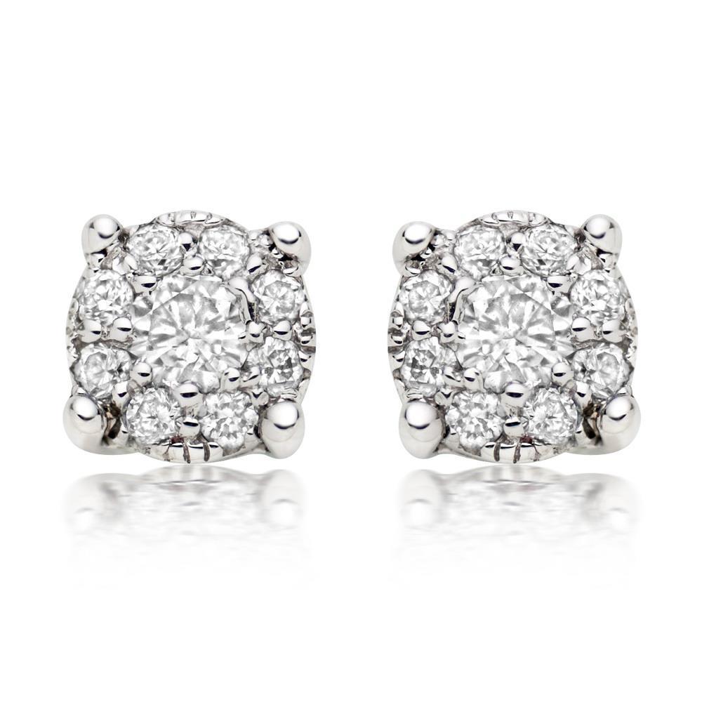 2.6 Ct Round Cut Genuine Diamond Halo Women Studs Earring 14K White Gold