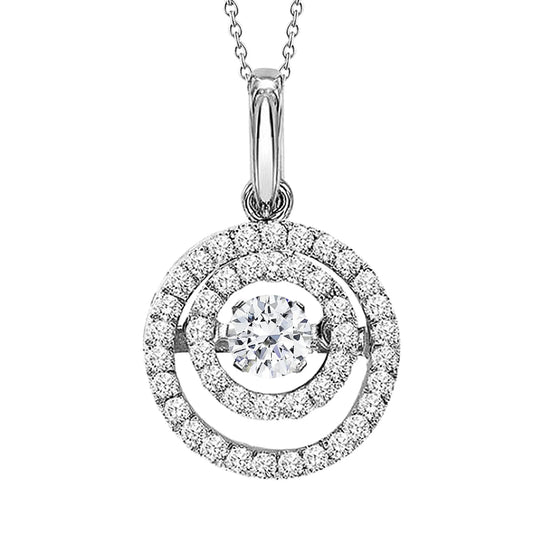 2.70 Carats Circle Style Pendant Necklace Real Diamonds White Gold 14K