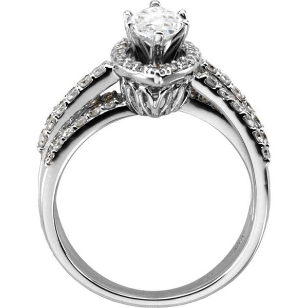 2.75 Carat Marquise And Round Real Diamond Engagement Ring White Gold 14K
