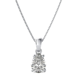 2.75 Carat Pear Cut Sparkling Real Diamond Pendant Necklace White Gold