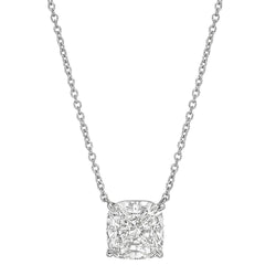 2.75 Carat Solitaire Cushion Real Diamond Pendant Necklace White Gold