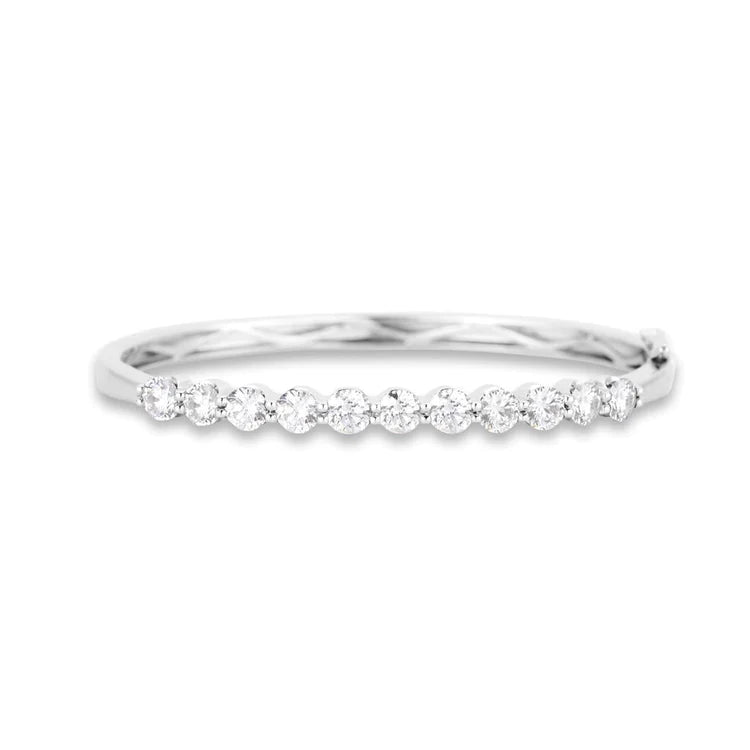 2.75 Carats Bangle Round Natural Diamond 14K White Gold Jewelry