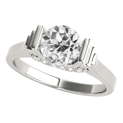 2.75 Carats Engagement Ring Old Miner Real Diamond Bar Set Gold Jewelry