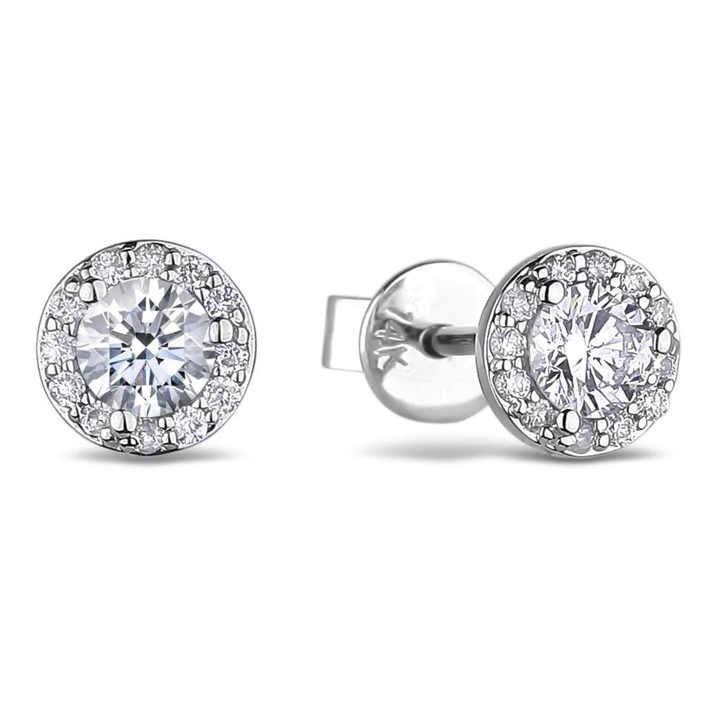 2.75 Carats Gorgeous Round Cut Genuine Diamonds Stud Earring White Gold 14K