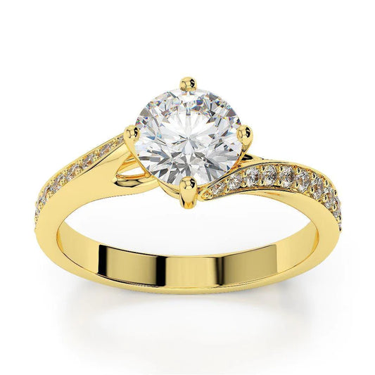 2.75 Carats Natural Diamond Wedding Ring Yellow Gold 14K