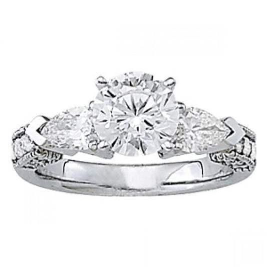 2.75 Carats Natural Diamonds Three Stone Style Engagement Ring White Gold 14K