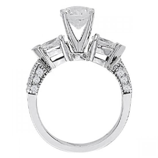2.75 Carats Natural Diamonds Three Stone Style Engagement Ring White Gold 14K