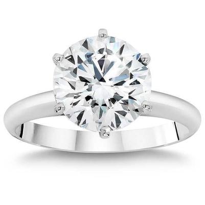 2.75 Carats Round Cut Genuine Diamond Solitaire Ring 14K White Gold