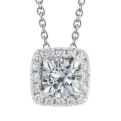 2.75 Carats Round Cut Real Diamond Halo Pendant White Gold 14K - Pendant-harrychadent.ca