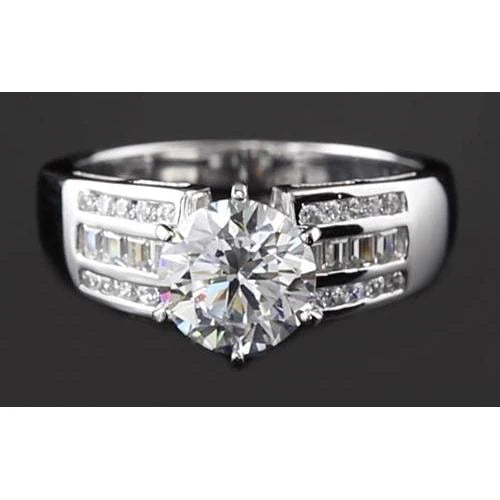 2.75 Carats Round Genuine Diamond Thick Shank Engagement Women's Ring
