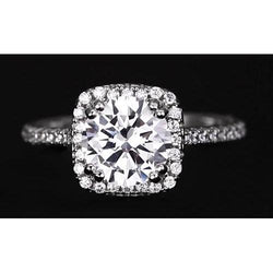 2.75 Carats Round Real Natural Earth Mined Diamond Halo Engagement Ring