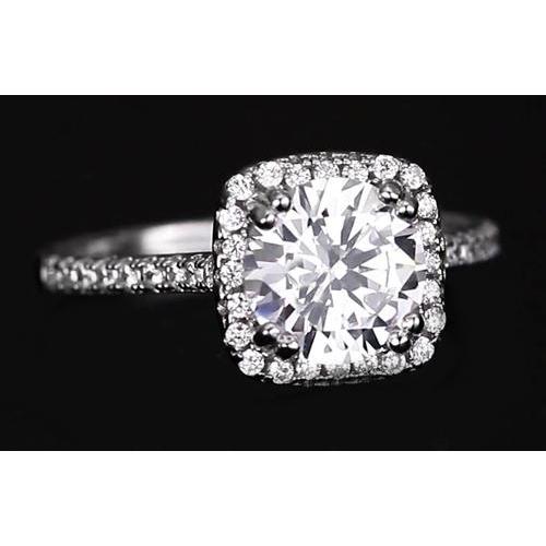 2.75 Carats Round Real Diamond Halo Engagement Ring