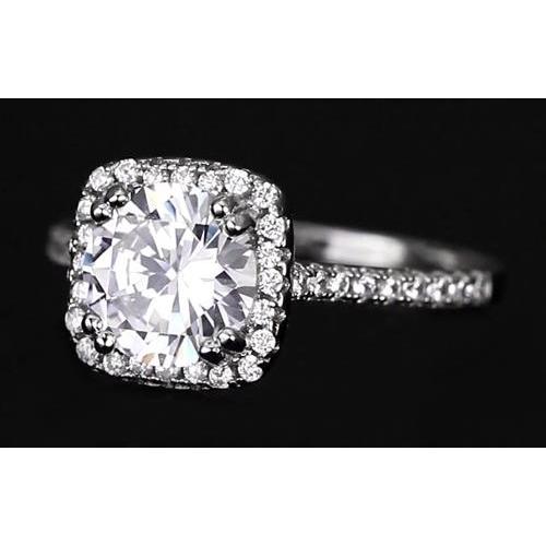 2.75 Carats Round Real Diamond Halo Engagement Ring