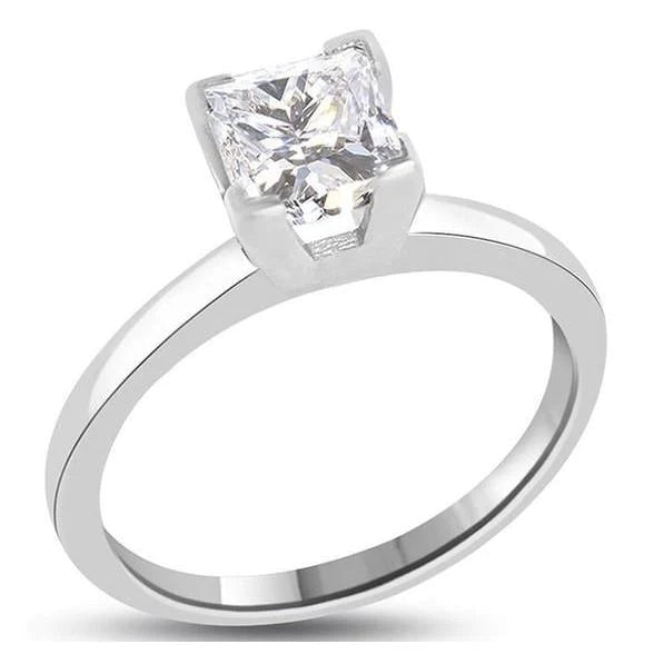 2.75 Carats Solitaire Princess Cut Sparkling Natural Diamond Wedding Ring