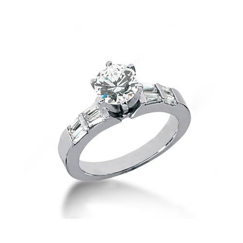 2.75 Ct. Round & Baguette Cut Real Diamonds Ring Anniversary Gold