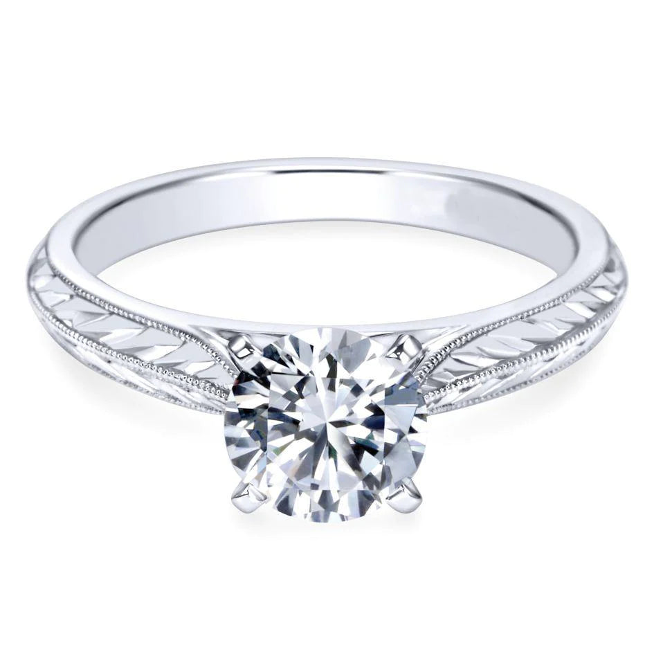 2.75 Ct Solitaire Round Cut Real Diamond Engagement Vintage Style Ring