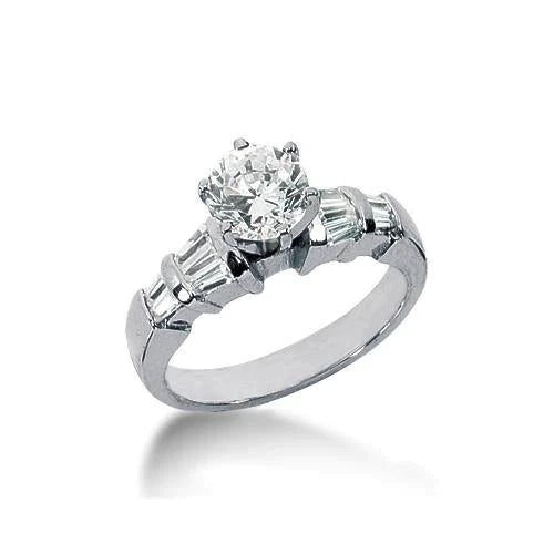 2.75 Cts. Real Diamond Engagement Ring Baguette Accents