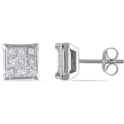 2.7 Ct Princess Cut Natural Diamond Stud Earring