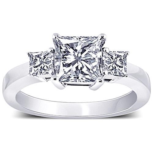 2.80 Carat Three Stone Princess Natural Diamonds Anniversary Ring Jewelry New