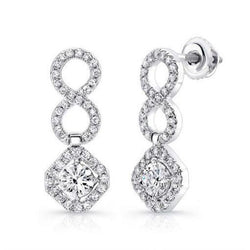 2.80 Carats Brilliant Cut Natural Diamonds Lady Dangle Earrings 14K White