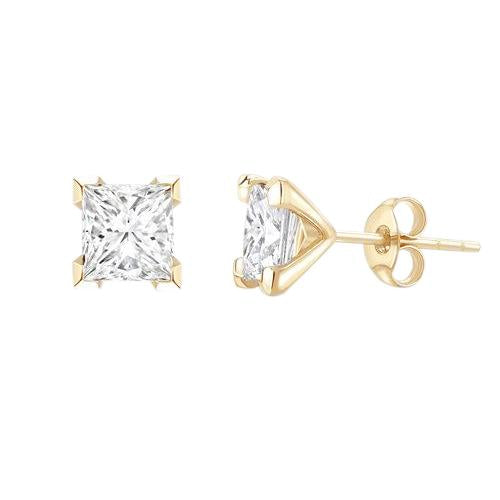 2.80 Carats Genuine Diamonds Women Studs Earrings 14K Yellow Gold