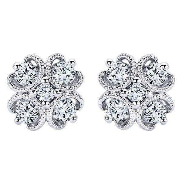 2.80 Carats Gorgeous Real Diamonds Lady Studs Earring 14K White Gold New - Stud Earrings-harrychadent.ca