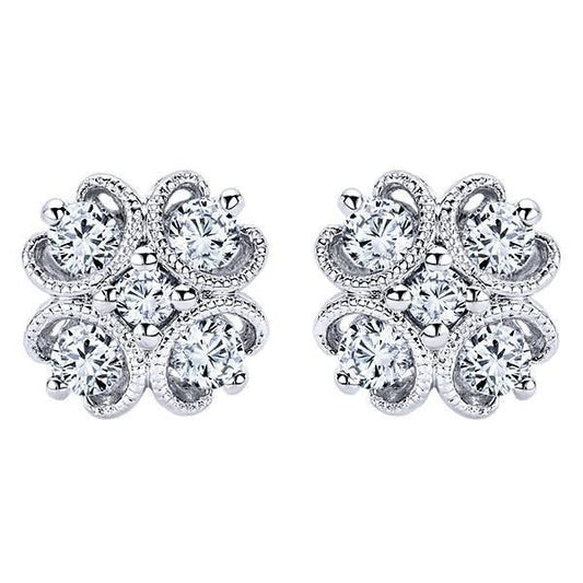 2.80 Carats Gorgeous Real Diamonds Lady Studs Earring 14K White Gold New - Stud Earrings-harrychadent.ca