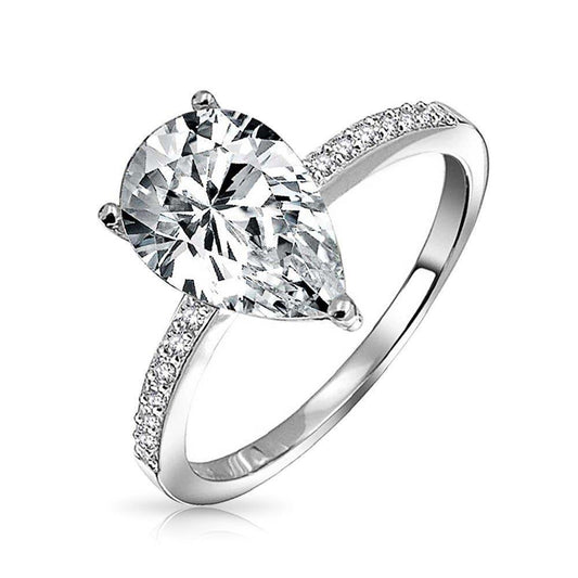2.80 Carats Pear & Round Genuine Diamonds Engagement Ring
