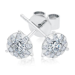 2.80 Carats Round Cut Natural Diamonds Women Studs Earrings White Gold 14K